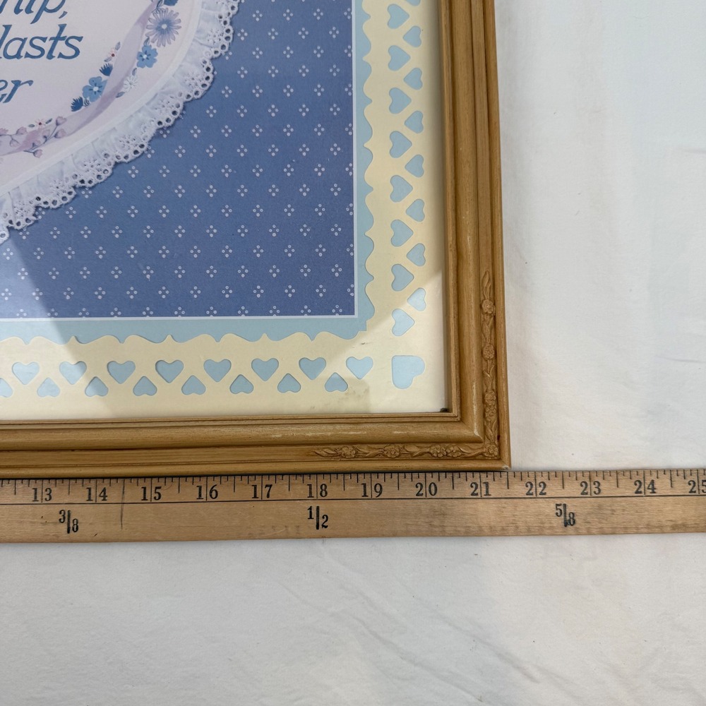 Vintage Framed Wall Art Friendship Like Love Lasts Forever Doves Heart 21x17 - Picture 8 of 9